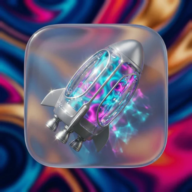 RetroLaunchpad glass rocket app icon